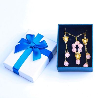 Collar y aro de perlas de piedras preciosas hechos a mano Revestimiento de oro de cobre