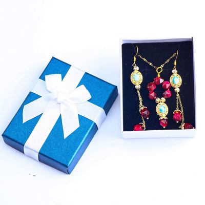 Collar y aro de perlas de piedras preciosas hechos a mano Revestimiento de oro de cobre