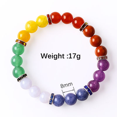 4mm/6mm/8mm/12mm hecha a mano Cristal 7 Chakra Brazalete longitud 18cm