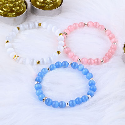 8mm//10mm/12mm Ojo de gato redondo Pulsera de piedra preciosa para combinar ropa