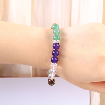 Hecho a mano Cristal elástico de piedra preciosa Perla de dinero Brazalete de riqueza