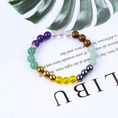Hecho a mano Cristal elástico de piedra preciosa Perla de dinero Brazalete de riqueza