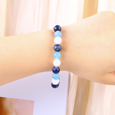Cuarzo claro / Sodalita / Calcedonia azul 8mm Energía Positiva Cristal de la pulsera de cuentas