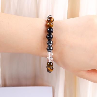 Brazalete de protección de perlas de cristal natural elástico hecho a mano para curar