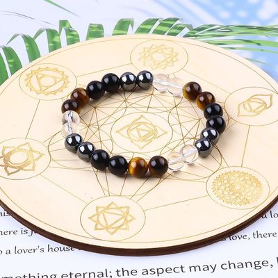Brazalete de protección de perlas de cristal natural elástico hecho a mano para curar
