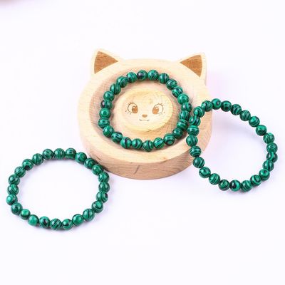 Brazalete de cuentas de curación anti ansiedad de malaquita verde natural elástico