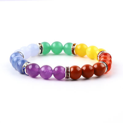 4mm/6mm/8mm/12mm hecha a mano Cristal 7 Chakra Brazalete longitud 18cm