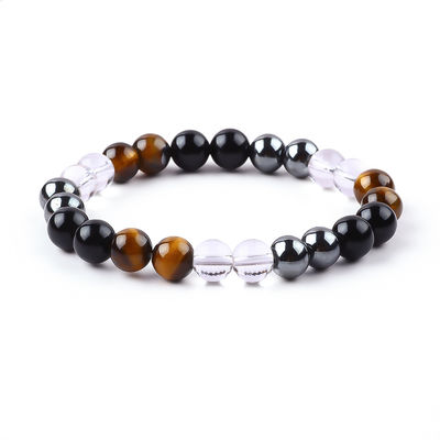 Brazalete de protección de perlas de cristal natural elástico hecho a mano para curar