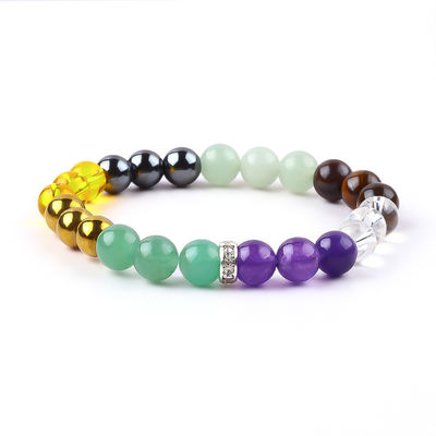 Hecho a mano Cristal elástico de piedra preciosa Perla de dinero Brazalete de riqueza