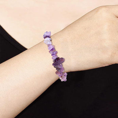 Chips hechos a mano Brazalete de piedra de grava Ametista irregular Energía curativa Joyería