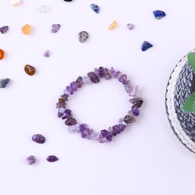 Chips hechos a mano Brazalete de piedra de grava Ametista irregular Energía curativa Joyería