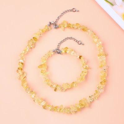 Chips ajustables hechos a mano Brazalete de piedra de grava Collar de cristal irregulares Kit de joyas de energía curativa