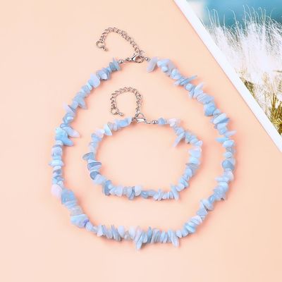Chips ajustables hechos a mano Brazalete de piedra de grava Collar de cristal irregulares Kit de joyas de energía curativa