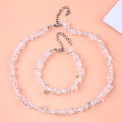 Chips ajustables hechos a mano Brazalete de piedra de grava Collar de cristal irregulares Kit de joyas de energía curativa
