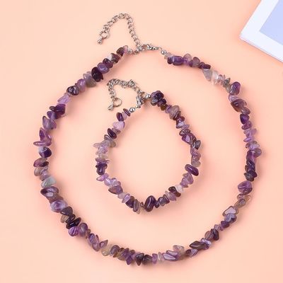 Chips ajustables hechos a mano Brazalete de piedra de grava Collar de cristal irregulares Kit de joyas de energía curativa