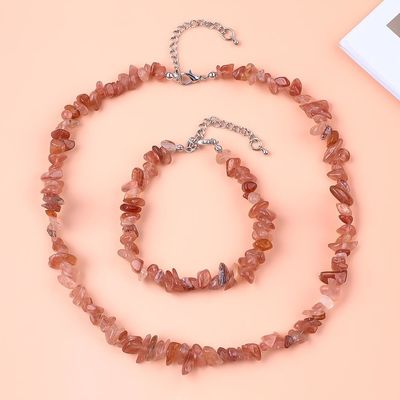 Chips ajustables hechos a mano Brazalete de piedra de grava Collar de cristal irregulares Kit de joyas de energía curativa