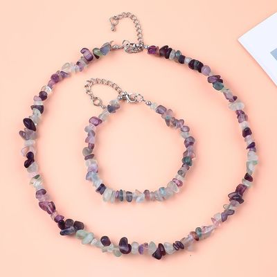 Chips ajustables hechos a mano Brazalete de piedra de grava Collar de cristal irregulares Kit de joyas de energía curativa