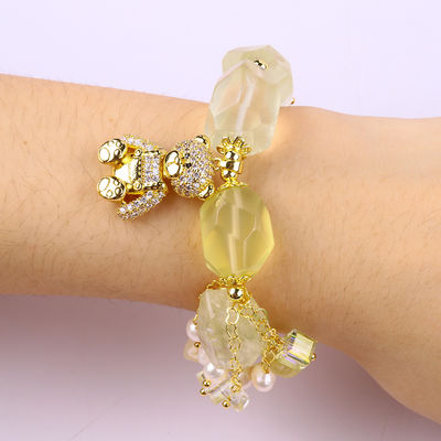 Brazalete de piedra preciosa hecha a mano con amuletos ajustables Brazaletes de cítrico de piedra natural Joyería de perlas para fiesta Usos diarios