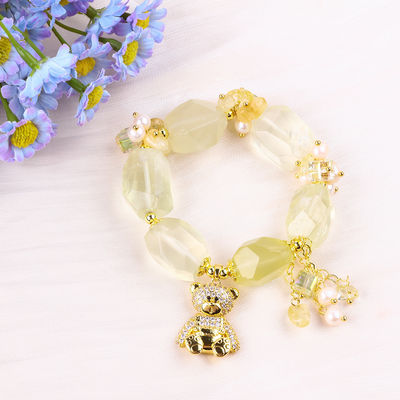 Brazalete de piedra preciosa hecha a mano con amuletos ajustables Brazaletes de cítrico de piedra natural Joyería de perlas para fiesta Usos diarios