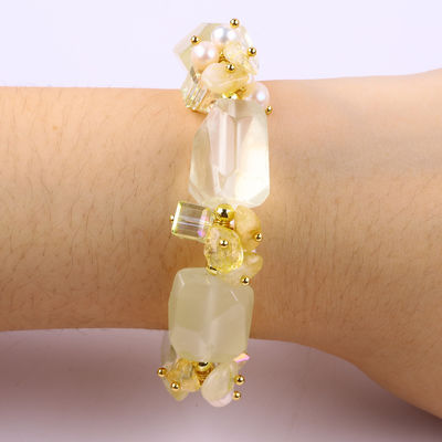 Brazalete de piedra preciosa hecha a mano con amuletos ajustables Brazaletes de cítrico de piedra natural Joyería de perlas para fiesta Usos diarios