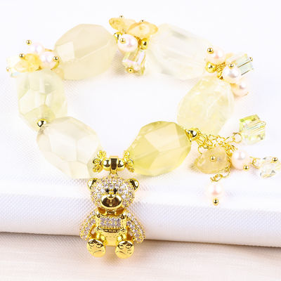 Brazalete de piedra preciosa hecha a mano con amuletos ajustables Brazaletes de cítrico de piedra natural Joyería de perlas para fiesta Usos diarios