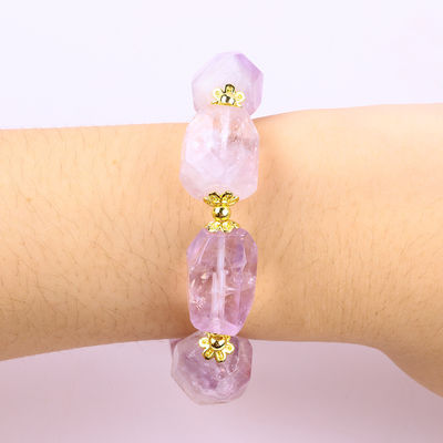 Brazalete de piedra preciosa hecha a mano con amuletos ajustables Brazaletes de amatista de piedra natural joyas de perlas para fiesta uso diario