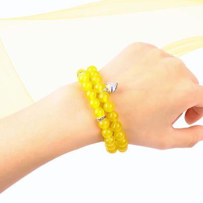 Elastico redondo 8 mm Perlas de piedras preciosas de jade amarillo pulseras de cristal OEM ODM