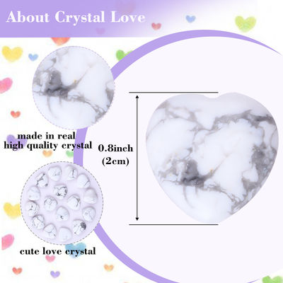 Piedras curativas en forma de corazón de color turquesa blanca de 0,8 pulgadas para la fabricación de joyas