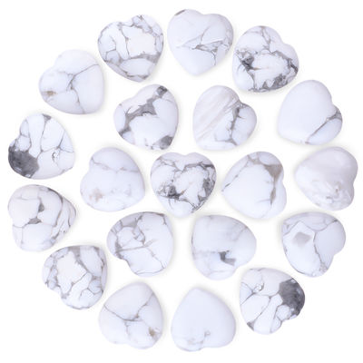 Piedras curativas en forma de corazón de color turquesa blanca de 0,8 pulgadas para la fabricación de joyas