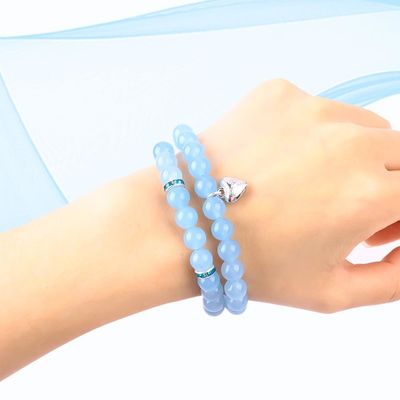 8 mm Ametista Azul Acuamarinas de piedras preciosas Brazaletes Cristal Curación