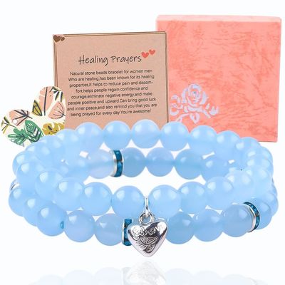8 mm Ametista Azul Acuamarinas de piedras preciosas Brazaletes Cristal Curación