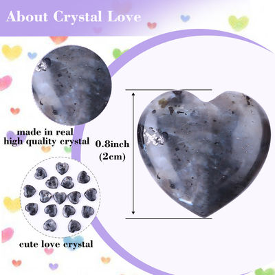 0.8 pulgadas de labradorita negra en forma de corazón piedras curativas para la fabricación de joyas