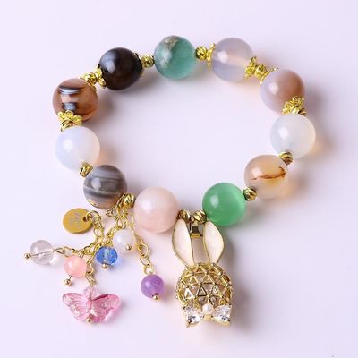 Poder curativo 10 mm de piedra preciosa con cuentas pulseras redondas con hermosos encantos