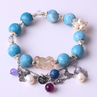 Poder curativo 10 mm de piedra preciosa con cuentas pulseras redondas con hermosos encantos