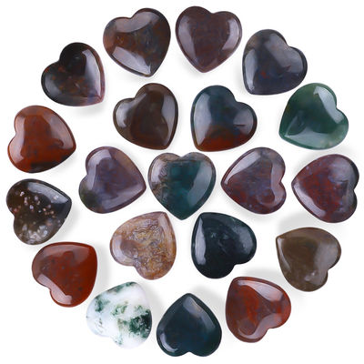 Piedra polida a prueba de tiempo Agata india en forma de corazón Piedra de chakra Cristal