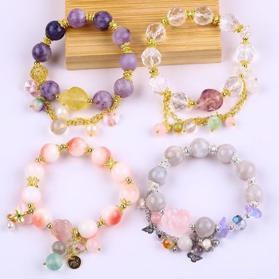 Joyería de fiesta gemas de piedra brazaletes de estiramiento para regalar