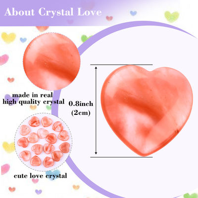 20 mm de sandía piedra pulida cuarzo en forma de corazón cristal de cuarzo rosa
