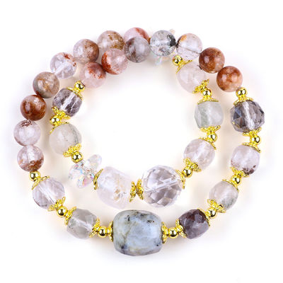 Brazalete de cuerdas de jardín natural de 8 mm 10 mm DIY Brazalete de estiramiento de cuarzo claro para regalo