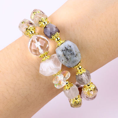 Brazalete de cuerdas de jardín natural de 8 mm 10 mm DIY Brazalete de estiramiento de cuarzo claro para regalo