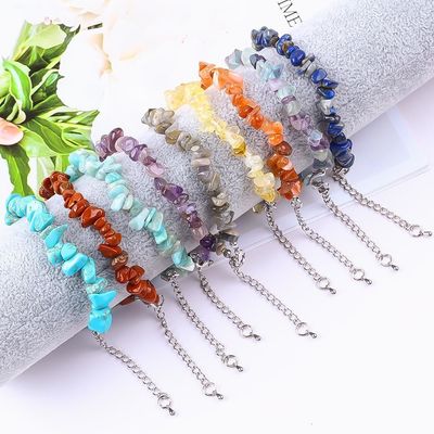 Piedra preciosa natural ajustable Chips irregulares Brazalete de piedra de grava Energía curativa Joyería