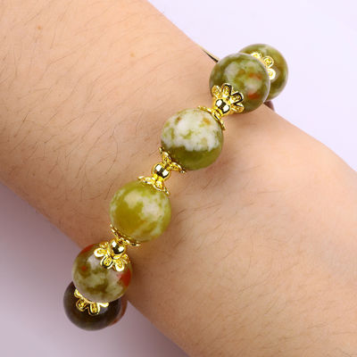 Brazalete con cuentas de piedra preciosa hecha a mano, piedra de sangre de dragón amarillo natural, brazalete de encanto ajustable para llevar todos los días.