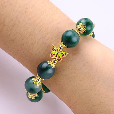 Brazalete con cuentas de piedras preciosas hechas a mano Brazalete de calcedonia verde Brazalete de encanto ajustable Brazalete para el uso diario de la fiesta