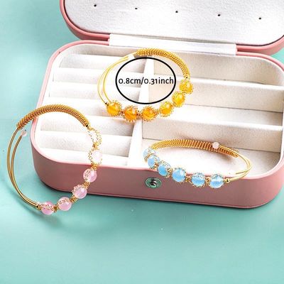 Cables envueltos curativos con cuentas redondas piedra preciosa brazalete joyería