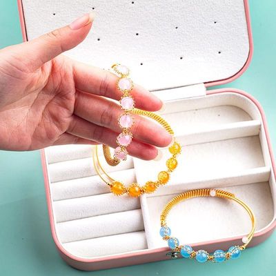Cables envueltos curativos con cuentas redondas piedra preciosa brazalete joyería