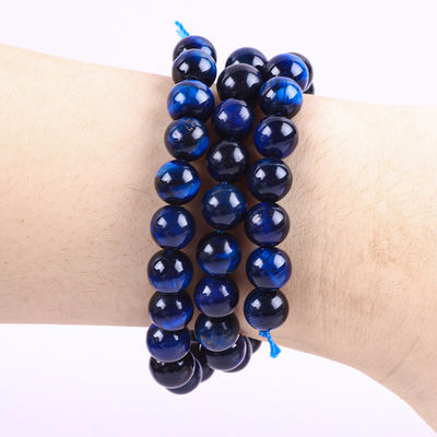 8 mm de color azul oscuro natural de ojo de tigre piedra preciosa cristal de piedra para la fabricación de joyas