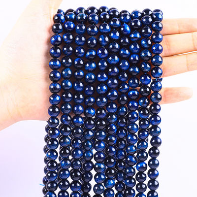8 mm de color azul oscuro natural de ojo de tigre piedra preciosa cristal de piedra para la fabricación de joyas