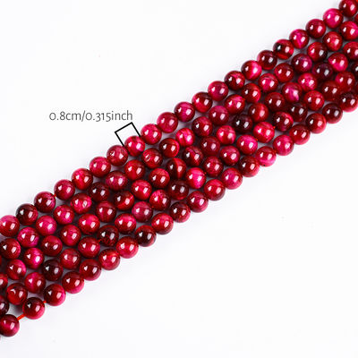 8mm Rosa Ojo de Tigre Rojo Piedra preciosa de curación Rosa Cristal de Piedra Perlas para la fabricación de joyas