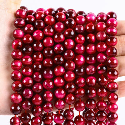 8mm Rosa Ojo de Tigre Rojo Piedra preciosa de curación Rosa Cristal de Piedra Perlas para la fabricación de joyas