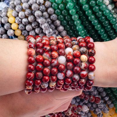 Perlas red de jaspe redonda piedra preciosa de cristal natural tamaño de perlas diferentes hebras de perlas sueltas para la fabricación de joyas DIY