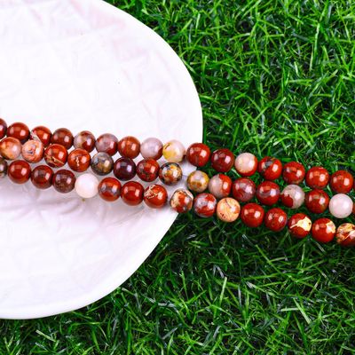 Perlas red de jaspe redonda piedra preciosa de cristal natural tamaño de perlas diferentes hebras de perlas sueltas para la fabricación de joyas DIY